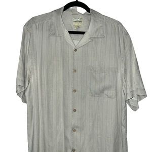 Joseph & Feiss Men's 100% Silk button up Shirt L Short Sleeve Beige
